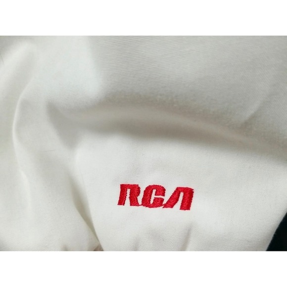 Dunbrooke Vtg RCA Windbreaker Jacket White Teal Color Block Dog Logo Sz XL Retro - Picture 4 of 6